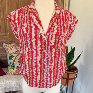 Anthropologie Red Floral Women's Blouse
